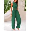 imagePRETTYGARDEN 2 Piece Sets for Women 2025 Summer Sleeveless Tank Ribbed Travel Beach Vacation Spring Lounge Wear OutfitsGreen