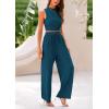 imagePRETTYGARDEN 2 Piece Sets for Women 2025 Summer Sleeveless Tank Ribbed Travel Beach Vacation Spring Lounge Wear OutfitsLake Blue