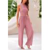 imagePRETTYGARDEN 2 Piece Sets for Women 2025 Summer Sleeveless Tank Ribbed Travel Beach Vacation Spring Lounge Wear OutfitsPink