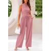 imagePRETTYGARDEN 2 Piece Sets for Women 2025 Summer Sleeveless Tank Ribbed Travel Beach Vacation Spring Lounge Wear OutfitsPink