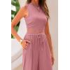 imagePRETTYGARDEN 2 Piece Sets for Women 2025 Summer Sleeveless Tank Ribbed Travel Beach Vacation Spring Lounge Wear OutfitsPink