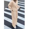 imagePRETTYGARDEN Casual Winter Two Piece Sets for Women 2025 V Neck Sweatshirt Loose Wide Leg Pants Tracksuit Knit Fall OutfitsBeige
