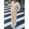 imagePRETTYGARDEN Casual Winter Two Piece Sets for Women 2025 V Neck Sweatshirt Loose Wide Leg Pants Tracksuit Knit Fall OutfitsBeige