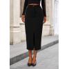 imagePRETTYGARDEN Corduroy Skirt Women Fall Fashion 2025 High Waisted Pencil Midi Skirts Business Casual Work Office Winter OutfitBlack
