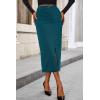 imagePRETTYGARDEN Corduroy Skirt Women Fall Fashion 2025 High Waisted Pencil Midi Skirts Business Casual Work Office Winter OutfitLake Blue