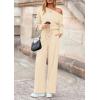 imagePRETTYGARDEN Long Sleeve Jumpsuit For Women Dressy 2025 Off Shoulder One Piece Loose Wide Leg Jumpsuits Casual Flowy RomperApricot