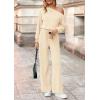 imagePRETTYGARDEN Long Sleeve Jumpsuit For Women Dressy 2025 Off Shoulder One Piece Loose Wide Leg Jumpsuits Casual Flowy RomperApricot