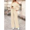imagePRETTYGARDEN Long Sleeve Jumpsuit For Women Dressy 2025 Off Shoulder One Piece Loose Wide Leg Jumpsuits Casual Flowy RomperApricot