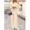 imagePRETTYGARDEN Long Sleeve Jumpsuit For Women Dressy 2025 Off Shoulder One Piece Loose Wide Leg Jumpsuits Casual Flowy RomperApricot