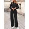 imagePRETTYGARDEN Long Sleeve Jumpsuit For Women Dressy 2025 Off Shoulder One Piece Loose Wide Leg Jumpsuits Casual Flowy RomperBlack
