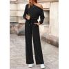 imagePRETTYGARDEN Long Sleeve Jumpsuit For Women Dressy 2025 Off Shoulder One Piece Loose Wide Leg Jumpsuits Casual Flowy RomperBlack
