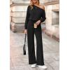 imagePRETTYGARDEN Long Sleeve Jumpsuit For Women Dressy 2025 Off Shoulder One Piece Loose Wide Leg Jumpsuits Casual Flowy RomperBlack