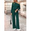 imagePRETTYGARDEN Long Sleeve Jumpsuit For Women Dressy 2025 Off Shoulder One Piece Loose Wide Leg Jumpsuits Casual Flowy RomperDark Green