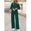 imagePRETTYGARDEN Long Sleeve Jumpsuit For Women Dressy 2025 Off Shoulder One Piece Loose Wide Leg Jumpsuits Casual Flowy RomperDark Green