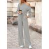 imagePRETTYGARDEN Long Sleeve Jumpsuit For Women Dressy 2025 Off Shoulder One Piece Loose Wide Leg Jumpsuits Casual Flowy RomperGrey