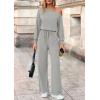 imagePRETTYGARDEN Long Sleeve Jumpsuit For Women Dressy 2025 Off Shoulder One Piece Loose Wide Leg Jumpsuits Casual Flowy RomperGrey