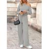 imagePRETTYGARDEN Long Sleeve Jumpsuit For Women Dressy 2025 Off Shoulder One Piece Loose Wide Leg Jumpsuits Casual Flowy RomperGrey