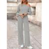 imagePRETTYGARDEN Long Sleeve Jumpsuit For Women Dressy 2025 Off Shoulder One Piece Loose Wide Leg Jumpsuits Casual Flowy RomperGrey