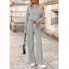 imagePRETTYGARDEN Long Sleeve Jumpsuit For Women Dressy 2025 Off Shoulder One Piece Loose Wide Leg Jumpsuits Casual Flowy RomperGrey