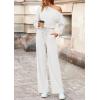 imagePRETTYGARDEN Long Sleeve Jumpsuit For Women Dressy 2025 Off Shoulder One Piece Loose Wide Leg Jumpsuits Casual Flowy RomperWhite