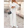 imagePRETTYGARDEN Long Sleeve Jumpsuit For Women Dressy 2025 Off Shoulder One Piece Loose Wide Leg Jumpsuits Casual Flowy RomperWhite
