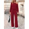 imagePRETTYGARDEN Long Sleeve Jumpsuit For Women Dressy 2025 Off Shoulder One Piece Loose Wide Leg Jumpsuits Casual Flowy RomperWine Red