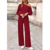 imagePRETTYGARDEN Long Sleeve Jumpsuit For Women Dressy 2025 Off Shoulder One Piece Loose Wide Leg Jumpsuits Casual Flowy RomperWine Red