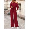 imagePRETTYGARDEN Long Sleeve Jumpsuit For Women Dressy 2025 Off Shoulder One Piece Loose Wide Leg Jumpsuits Casual Flowy RomperWine Red