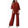 imagePRETTYGARDEN Two Piece Sets For Women Summer Fashion Lounge Matching Set 2025 Travel Vacation Airport Outfits ClothingBrick Red