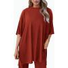 imagePRETTYGARDEN Two Piece Sets For Women Summer Fashion Lounge Matching Set 2025 Travel Vacation Airport Outfits ClothingBrick Red
