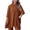 imagePRETTYGARDEN Two Piece Sets For Women Summer Fashion Lounge Matching Set 2025 Travel Vacation Airport Outfits ClothingBrown