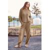 imagePRETTYGARDEN Two Piece Sets for Women 2025 Pullover Sweater High Waisted Sweatpants Tracksuit Lounge Set Fall Winter OutfitsKhaki