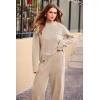 imagePRETTYGARDEN Two Piece Sets for Women 2025 Pullover Sweater High Waisted Sweatpants Tracksuit Lounge Set Fall Winter OutfitsLight Khaki