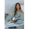 imagePRETTYGARDEN Two Piece Sets for Women Fall 2025 Ribbed Knit Off Shoulder Tops Lounge Pants Tracksuit Fashion ClothingLight Grey Blue