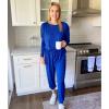 imagePRETTYGARDEN Women Fall 2 Piece Lounge Outfit Long Sleeve Tops High Waisted Jogger Pants Set Spring Travel Clothes TracksuitBlue