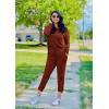 imagePRETTYGARDEN Women Fall 2 Piece Lounge Outfit Long Sleeve Tops High Waisted Jogger Pants Set Spring Travel Clothes TracksuitBrick Red