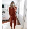 imagePRETTYGARDEN Women Fall 2 Piece Lounge Outfit Long Sleeve Tops High Waisted Jogger Pants Set Spring Travel Clothes TracksuitBrick Red
