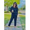 imagePRETTYGARDEN Women Fall 2 Piece Lounge Outfit Long Sleeve Tops High Waisted Jogger Pants Set Spring Travel Clothes TracksuitDark Blue