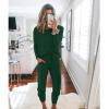 imagePRETTYGARDEN Women Fall 2 Piece Lounge Outfit Long Sleeve Tops High Waisted Jogger Pants Set Spring Travel Clothes TracksuitDark Green