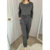 imagePRETTYGARDEN Women Fall 2 Piece Lounge Outfit Long Sleeve Tops High Waisted Jogger Pants Set Spring Travel Clothes TracksuitDark Grey