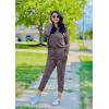 imagePRETTYGARDEN Women Fall 2 Piece Lounge Outfit Long Sleeve Tops High Waisted Jogger Pants Set Spring Travel Clothes TracksuitGrey