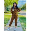 imagePRETTYGARDEN Women Fall 2 Piece Lounge Outfit Long Sleeve Tops High Waisted Jogger Pants Set Spring Travel Clothes TracksuitLight Brown