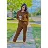 imagePRETTYGARDEN Women Fall 2 Piece Lounge Outfit Long Sleeve Tops High Waisted Jogger Pants Set Spring Travel Clothes TracksuitLight Brown