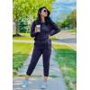 imagePRETTYGARDEN Women Fall 2 Piece Lounge Outfit Long Sleeve Tops High Waisted Jogger Pants Set Spring Travel Clothes TracksuitNavy