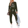 imagePRETTYGARDEN Women Fall 2 Piece Lounge Outfit Long Sleeve Tops High Waisted Jogger Pants Set Spring Travel Clothes TracksuitPatternedarmy Green