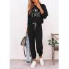 imagePRETTYGARDEN Women Fall 2 Piece Lounge Outfit Long Sleeve Tops High Waisted Jogger Pants Set Spring Travel Clothes TracksuitPatternedblack