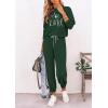 imagePRETTYGARDEN Women Fall 2 Piece Lounge Outfit Long Sleeve Tops High Waisted Jogger Pants Set Spring Travel Clothes TracksuitPatterneddark Green
