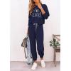 imagePRETTYGARDEN Women Fall 2 Piece Lounge Outfit Long Sleeve Tops High Waisted Jogger Pants Set Spring Travel Clothes TracksuitPatternednavy