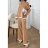 imagePRETTYGARDEN Womens 2 Piece Fall Knit Sweater Set Long Sleeve Tops Wide Leg Pants Sweatsuit Tracksuit Outfit Winter ClothingKhaki