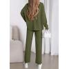 imagePRETTYGARDEN Womens 2 Piece Matching Lounge Sets 2025 Fall Long Sleeve Boatneck Sweatsuit Drawstring Sweatpants Pockets Army GreenMedium